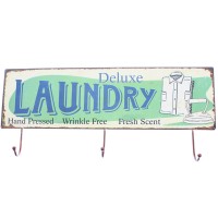 Plaques murales métal patère déco Deluxe Laundry 19 x 49 cm